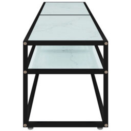 Berkfield Tv Cabinet White Marble 180X40X40.5 Cm Tempered Glass - thumbnail 4