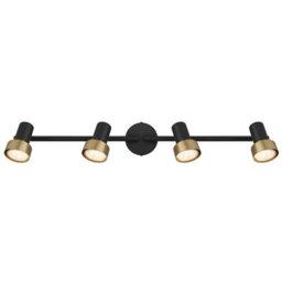 Luminosa Lighting Luminosa Mason Ceiling Spotlight Bar Matt Black, Gold 4X Gu10 - thumbnail 4