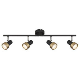 Luminosa Lighting Luminosa Mason Ceiling Spotlight Bar Matt Black, Gold 4X Gu10 - thumbnail 3