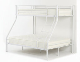 D Pro T Homeware Triple Sleeper Bunk Bed White Metal Frame, Single Over Double, Kids & Adults - thumbnail 3