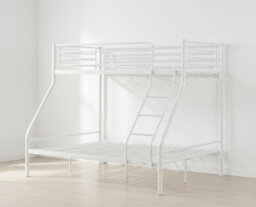 D Pro T Homeware Triple Sleeper Bunk Bed White Metal Frame, Single Over Double, Kids & Adults - thumbnail 4