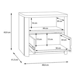 FWSTYLE Surfinio Grey 1 Drawer 1 Open Shelf Bedside Cabinet - thumbnail 6