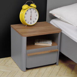 FWSTYLE Surfinio Grey 1 Drawer 1 Open Shelf Bedside Cabinet - thumbnail 2