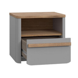 FWSTYLE Surfinio Grey 1 Drawer 1 Open Shelf Bedside Cabinet - thumbnail 4