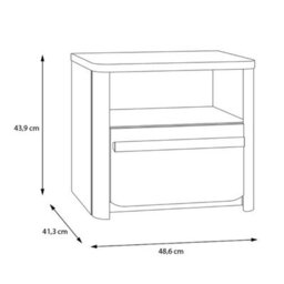 FWSTYLE Surfinio Grey 1 Drawer 1 Open Shelf Bedside Cabinet - thumbnail 5