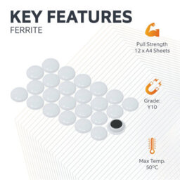 High Power White Planning Office Magnet For Fridge, Whiteboard, Noticeboard, Filing Cabinet - 40mm Dia X 11mm High - Pack Of 6 - thumbnail 5