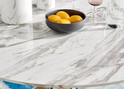 Furniturebox Uk Novara White Marble 120Cm Round Dining Table & 4 Grey Lorenzo Chairs - thumbnail 5