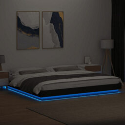 Berkfield Bed Frame With Led Lights Without Mattress Black 180X200Cm - thumbnail 4