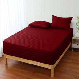 Ameha Stripe Fitted Sheet 40 Cm Deep Pocket- Hypoallergenic Easy Care Red Bed Sheets Uk Single Bedsheet(90X190Cm) - thumbnail 9
