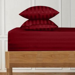 Ameha Stripe Fitted Sheet 40 Cm Deep Pocket- Hypoallergenic Easy Care Red Bed Sheets Uk Single Bedsheet(90X190Cm) - thumbnail 8