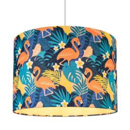 Printed Multicoloured Flamingo Cylinder Lamp Shade (D)30Cm - thumbnail 3