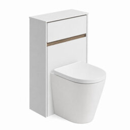 Plum&clay Norton White & Oak Back To Wall Toilet Wc Unit Bathroom Furniture - thumbnail 3