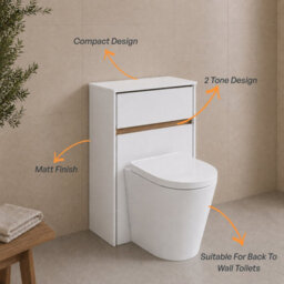 Plum&clay Norton White & Oak Back To Wall Toilet Wc Unit Bathroom Furniture - thumbnail 4