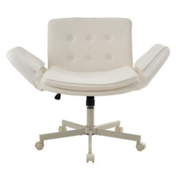 Living And Home Beige Pu Leather Office Chair With Armrests And Wheels - thumbnail 4