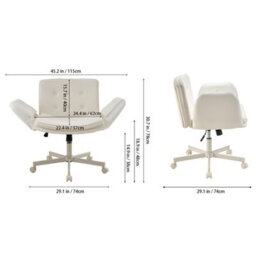 Living And Home Beige Pu Leather Office Chair With Armrests And Wheels - thumbnail 5