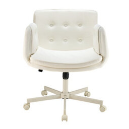 Living And Home Beige Pu Leather Office Chair With Armrests And Wheels - thumbnail 2