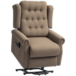 Homcom Power Lift Recliner Armchair With Wingback, Button Tufted, Brown - thumbnail 2
