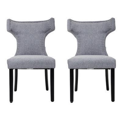 Thehotsale Set Of 2 Grey Upholstered Dining Chairs 90Cm(H) - image 1