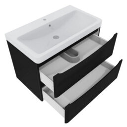 Sundaze 800mm Matt Black 2 Drawer Wall Hung Vanity Bathroom Cabinet & Basin Set - thumbnail 5