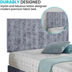 Dining Tables Classic Premium Fabric Divan Bed , 2 Drawers (Same Side) - King - Steel Crushed Velvet - thumbnail 3