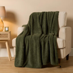 Ohs Teddy Fleece Blanket Large Throw Over Bed, Green - 200 X 240Cm - thumbnail 1