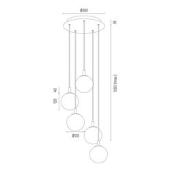 Luminosa Lighting Luminosa Paloma Cluster Pendant Ceiling 5 Light Opal Matt (Fluted), Brushed Brass - thumbnail 6