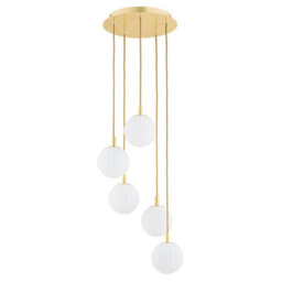 Luminosa Lighting Luminosa Paloma Cluster Pendant Ceiling 5 Light Opal Matt (Fluted), Brushed Brass - thumbnail 2