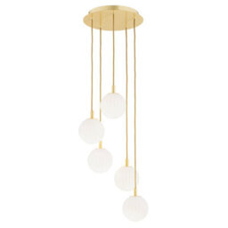 Luminosa Lighting Luminosa Paloma Cluster Pendant Ceiling 5 Light Opal Matt (Fluted), Brushed Brass - thumbnail 1