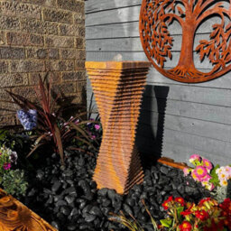 Outdoor Living UK Solar Sandstone Twist 60Cm Natural Stone Water Feature Without Cover Without Sump Kit