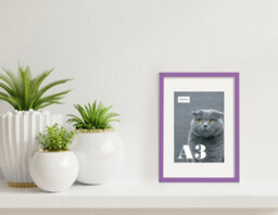 A3 Purple Picture Frame With Mount For A4 (21 X 29.7Cm -8.3 X 11.7In) Poster, Photo, Artwork, Or Print. - thumbnail 4