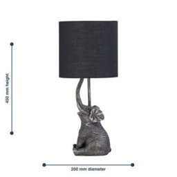 First Choice Lighting Set Of 2 Elephant Black Resin Table Lamps With Black Fabric Shades - thumbnail 9