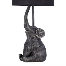 First Choice Lighting Set Of 2 Elephant Black Resin Table Lamps With Black Fabric Shades - thumbnail 6
