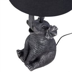First Choice Lighting Set Of 2 Elephant Black Resin Table Lamps With Black Fabric Shades - thumbnail 4
