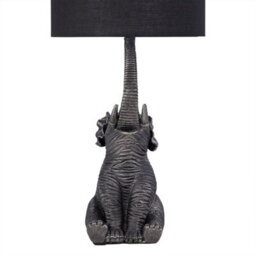 First Choice Lighting Set Of 2 Elephant Black Resin Table Lamps With Black Fabric Shades - thumbnail 5
