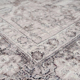 Loomed Oriental Design Cotton Chenille Rug Grey Beige Machine Washable 60Cm X 240Cm - thumbnail 5