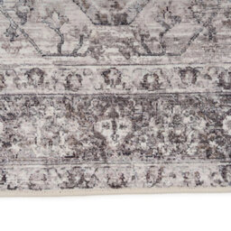 Loomed Oriental Design Cotton Chenille Rug Grey Beige Machine Washable 60Cm X 240Cm - thumbnail 4