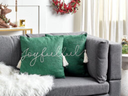 Beliani Set Of 2 Decorative Cushions Elettaria Cotton 45 X 45 Cm Green Christmas Motif - thumbnail 2