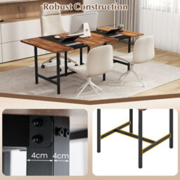 Gainoom Square Conference Table Meeting Room Table Industrial Seminar Table Seats 4 People Rustic Brown - thumbnail 9