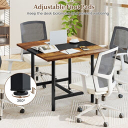 Gainoom Square Conference Table Meeting Room Table Industrial Seminar Table Seats 4 People Rustic Brown - thumbnail 8