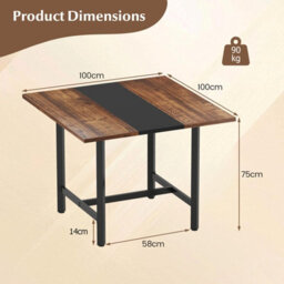 Gainoom Square Conference Table Meeting Room Table Industrial Seminar Table Seats 4 People Rustic Brown - thumbnail 2