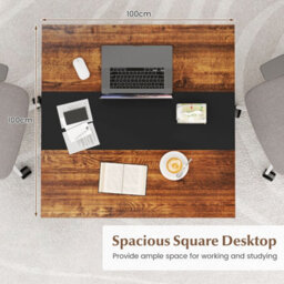 Gainoom Square Conference Table Meeting Room Table Industrial Seminar Table Seats 4 People Rustic Brown - thumbnail 7