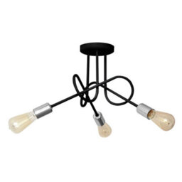 Luminosa Lighting Luminosa Oxford Multi Arm Semi Flush Ceiling Light Black, Chrome 50Cm