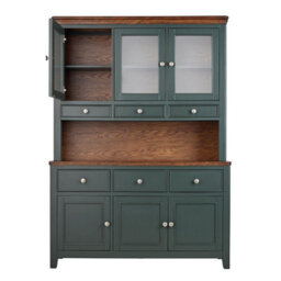 Statement Furniture Queensbury Large Triple Dresser, Three Door Display Cabinet With Oak Top - Bottle Green - thumbnail 3