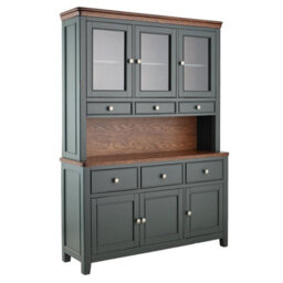 Statement Furniture Queensbury Large Triple Dresser, Three Door Display Cabinet With Oak Top - Bottle Green - thumbnail 5
