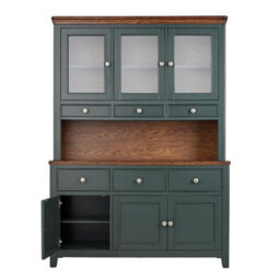 Statement Furniture Queensbury Large Triple Dresser, Three Door Display Cabinet With Oak Top - Bottle Green - thumbnail 4