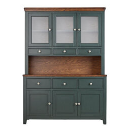 Statement Furniture Queensbury Large Triple Dresser, Three Door Display Cabinet With Oak Top - Bottle Green