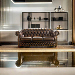 Chesterfield 3 Seater Antique Tan Leather Sofa Bespoke In Buckingham Style - thumbnail 3