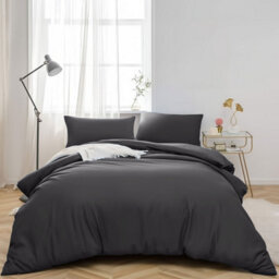 Ameha Duvet Cover Set Soft Microfiber 3-Piece Bedding Super King Quilt Cover With Matching Pillowcase (Charcoal, 260 X 220 Cm) - thumbnail 9