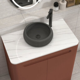 Royal Bathrooms Venice 800mm Terracotta Clay Freestanding Bathroom Countertop Vanity Unit 2 Door With Milan Black Basin - thumbnail 6