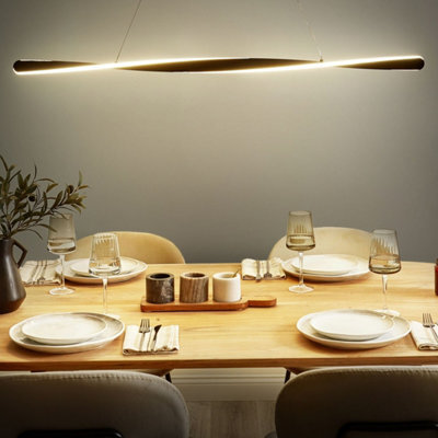 Beliani Pendant Lamp Black Metal With Integrated Led, Twisted Wave Modern Hanging Light For Dining Room - image 1